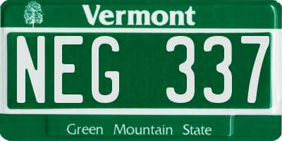 VT license plate NEG337
