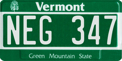 VT license plate NEG347