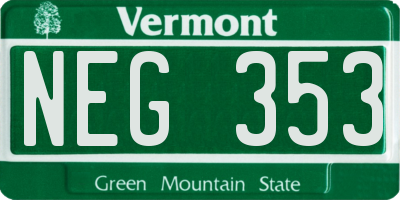 VT license plate NEG353