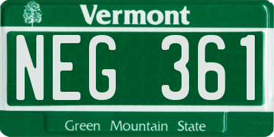 VT license plate NEG361