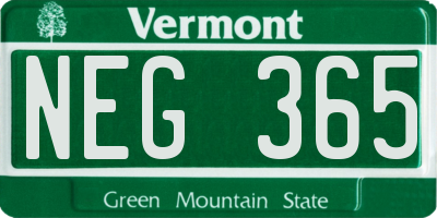 VT license plate NEG365