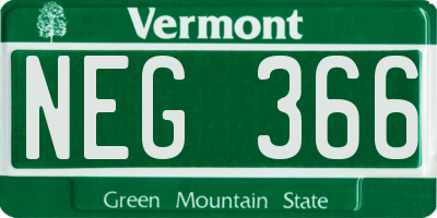 VT license plate NEG366