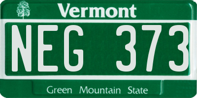 VT license plate NEG373