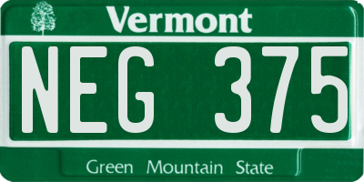 VT license plate NEG375