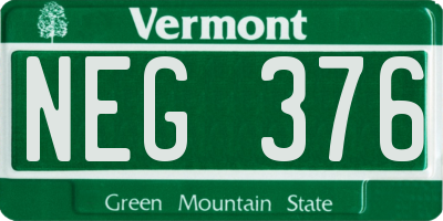 VT license plate NEG376