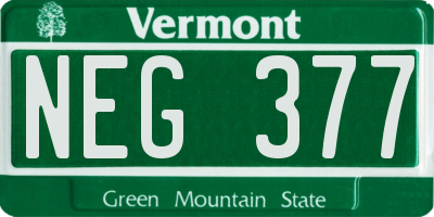 VT license plate NEG377