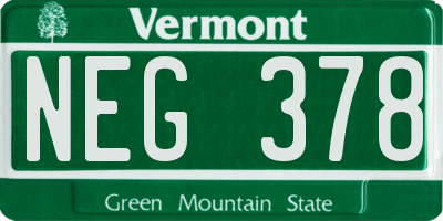 VT license plate NEG378