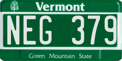 VT license plate NEG379