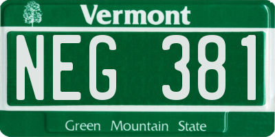 VT license plate NEG381