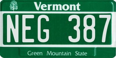 VT license plate NEG387