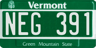 VT license plate NEG391