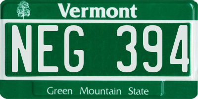 VT license plate NEG394
