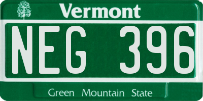 VT license plate NEG396
