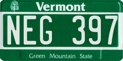 VT license plate NEG397
