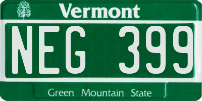 VT license plate NEG399