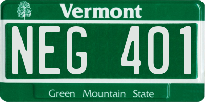 VT license plate NEG401
