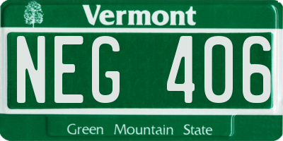 VT license plate NEG406