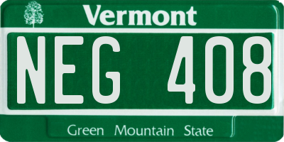 VT license plate NEG408