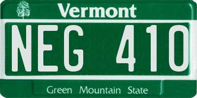 VT license plate NEG410