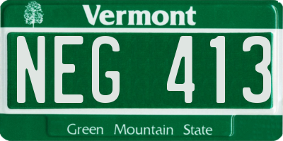 VT license plate NEG413