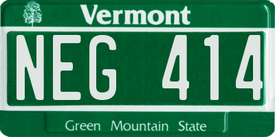 VT license plate NEG414