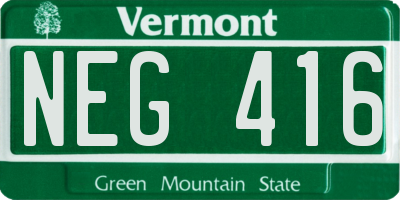 VT license plate NEG416