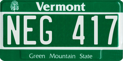 VT license plate NEG417