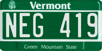 VT license plate NEG419