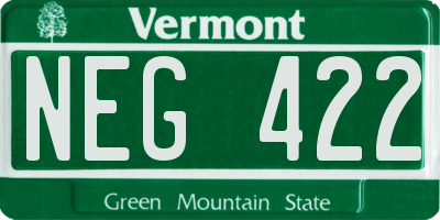 VT license plate NEG422