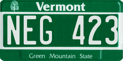 VT license plate NEG423