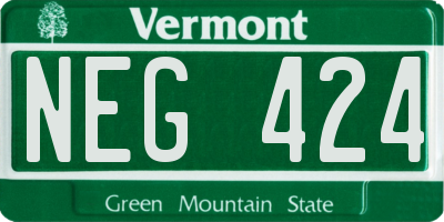 VT license plate NEG424