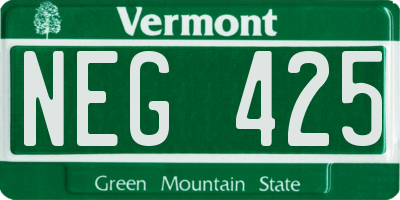 VT license plate NEG425