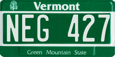 VT license plate NEG427