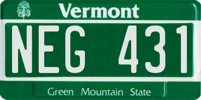 VT license plate NEG431