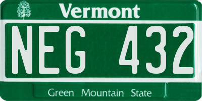 VT license plate NEG432
