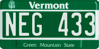 VT license plate NEG433