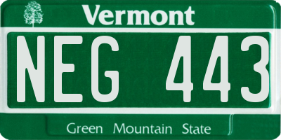 VT license plate NEG443