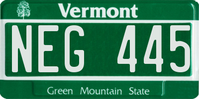 VT license plate NEG445