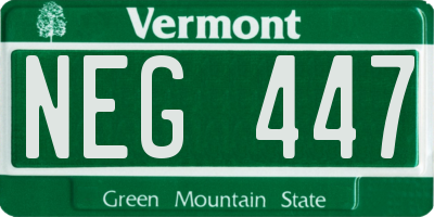 VT license plate NEG447