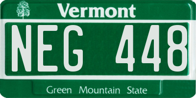 VT license plate NEG448