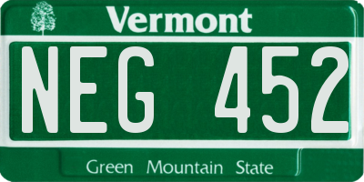 VT license plate NEG452