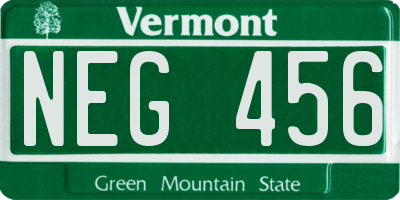 VT license plate NEG456