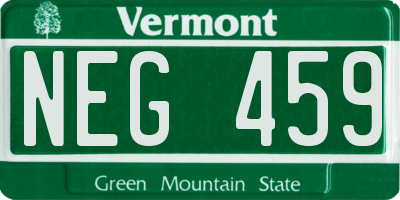 VT license plate NEG459