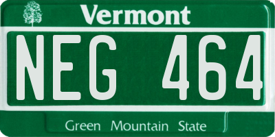 VT license plate NEG464