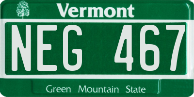 VT license plate NEG467