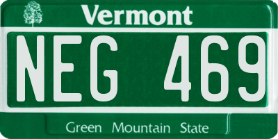 VT license plate NEG469