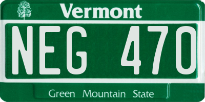 VT license plate NEG470