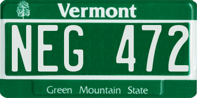 VT license plate NEG472