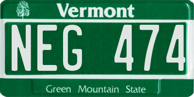 VT license plate NEG474