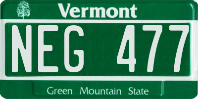 VT license plate NEG477